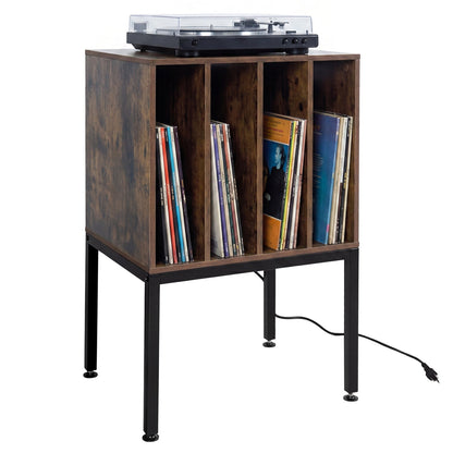 Turntable Record Player Stand with Power Outlets