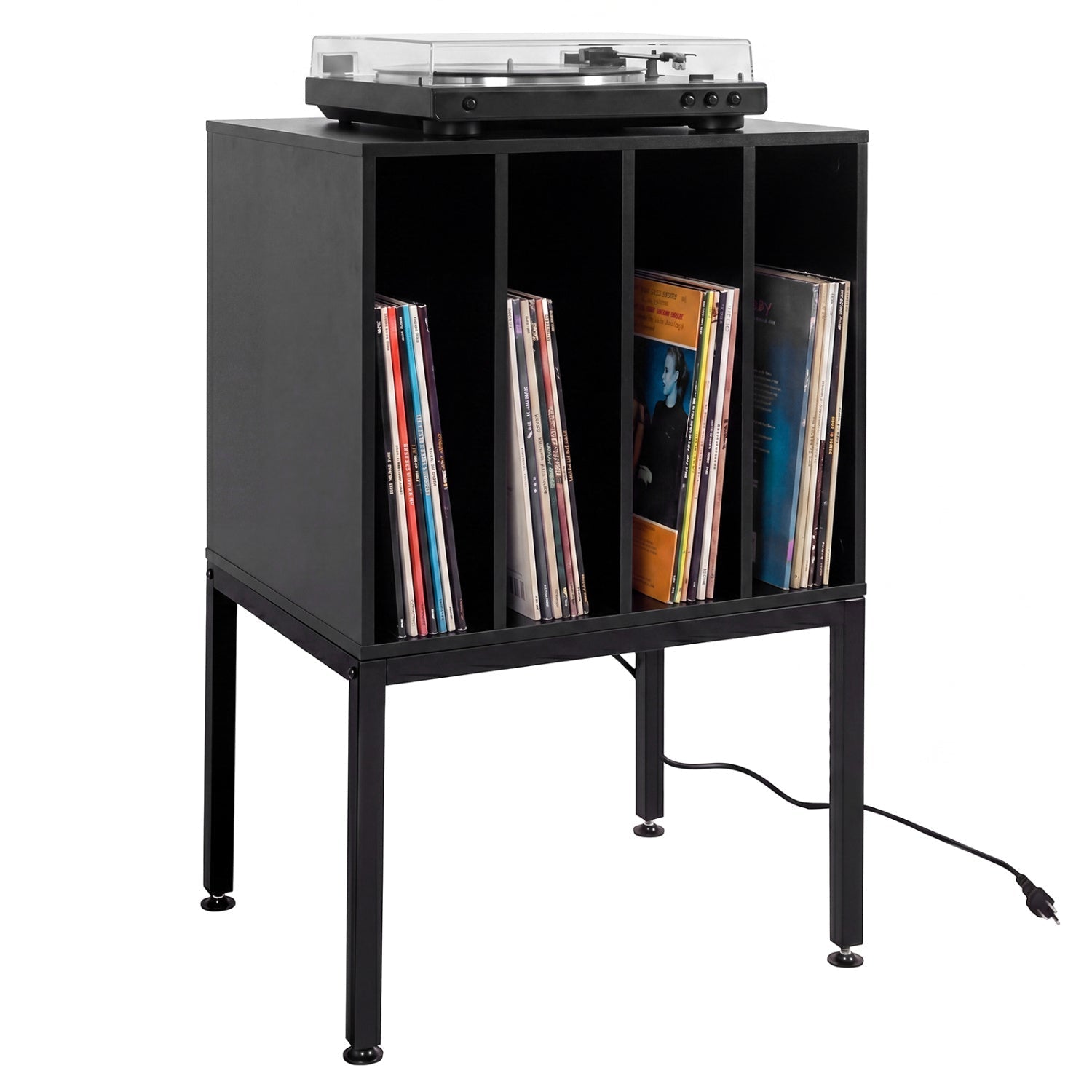 Turntable Record Player Stand with Power Outlets