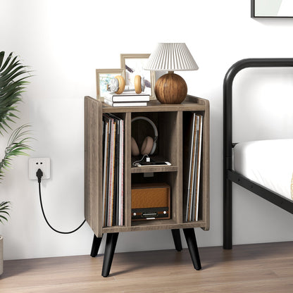 Vinyl Record Storage Turntable Stand with 4 Open Shelves
