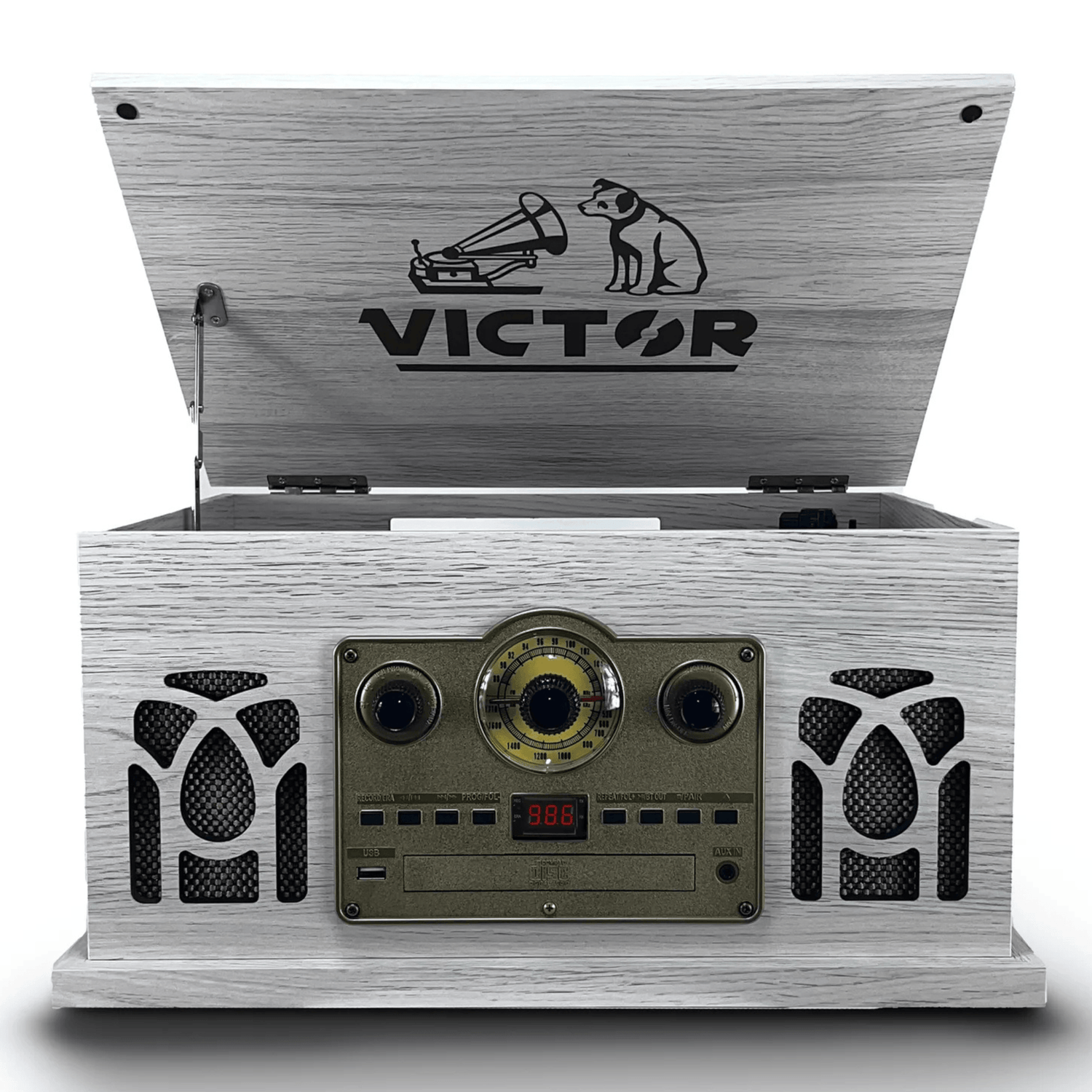 Victor Belmont 8-in-1 Wood Music Center White - Refurbished