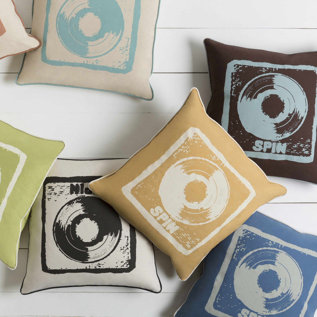 Brixworth Spin Black Vinyl Throw Pillow - Clearance