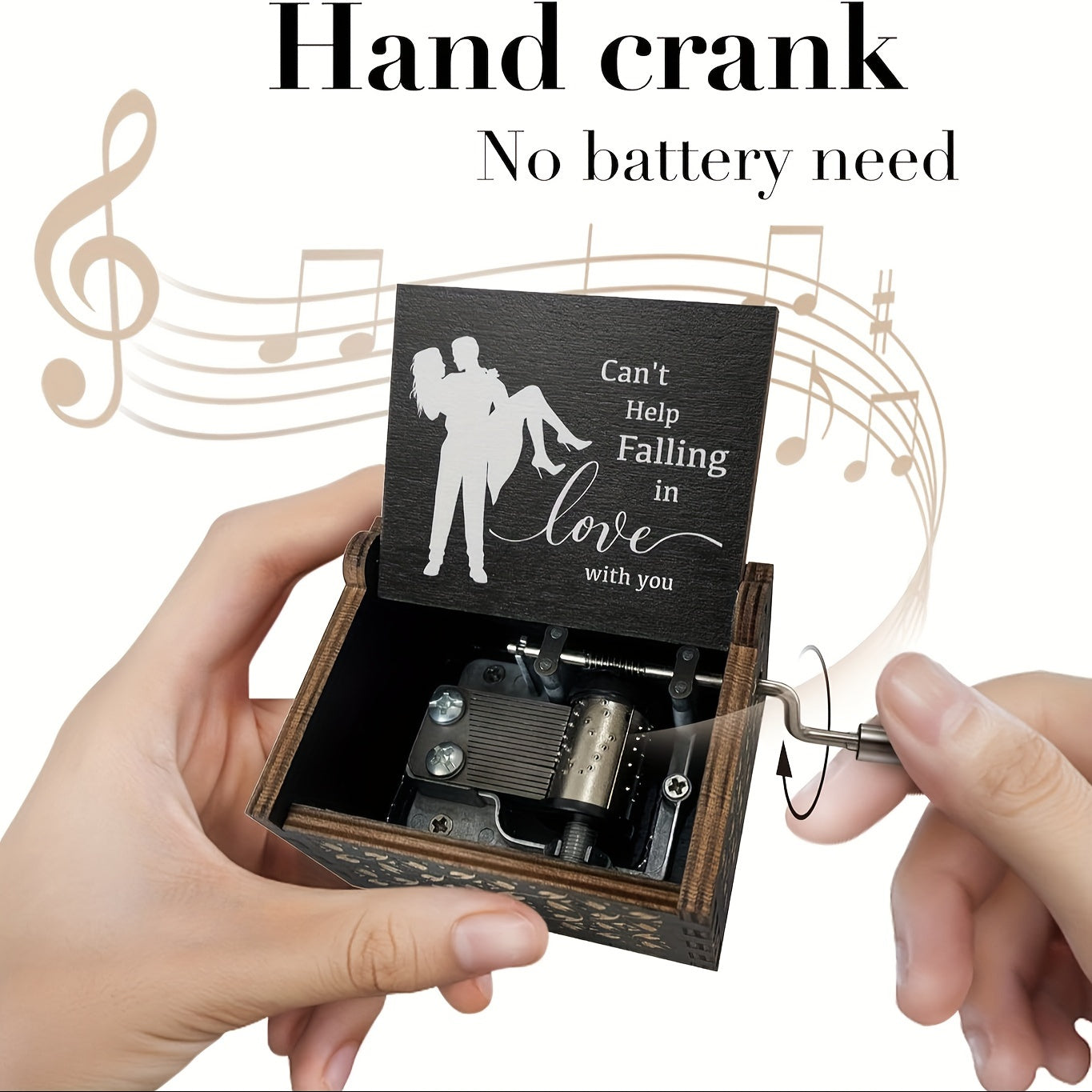 Wooden Music Box for Lovers Engraved Message