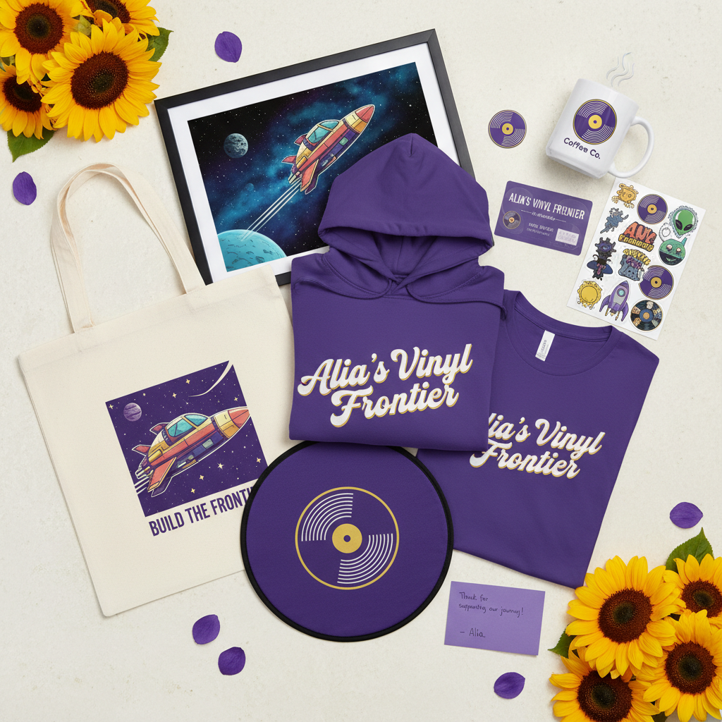 Help Build the Frontier Bundle - hoodie, tee, slipmat, tote, art print, mug, enamel pin and more