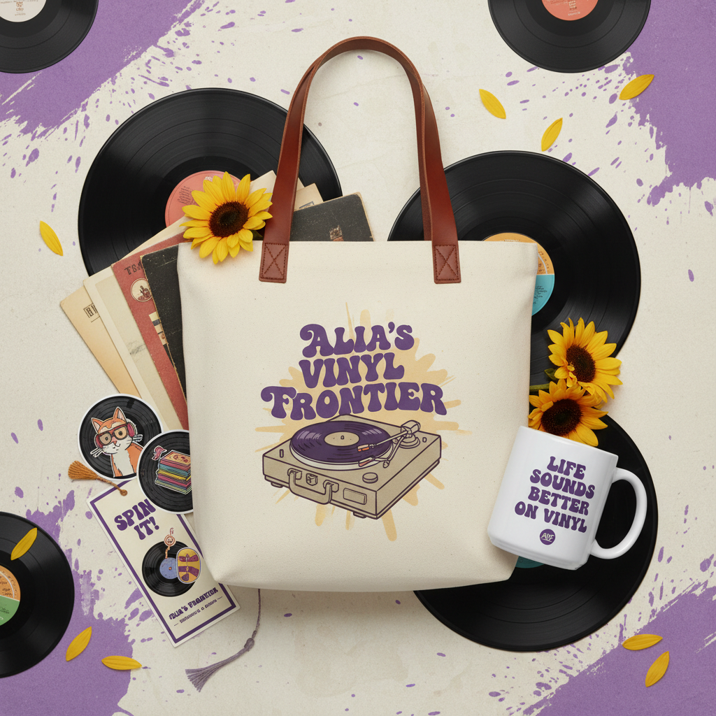 Back to Vinyl Bundle - record tote, mug, sticker pack, bookmark